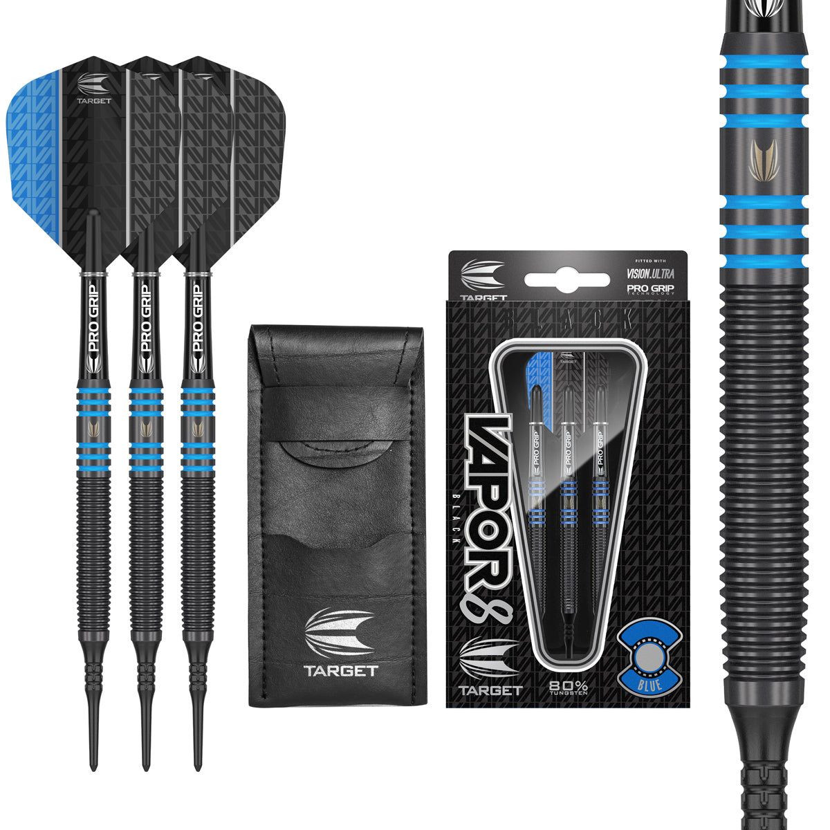 Vapor 8 Black with Blue Rings Soft Tip Darts by Target - Vapor8