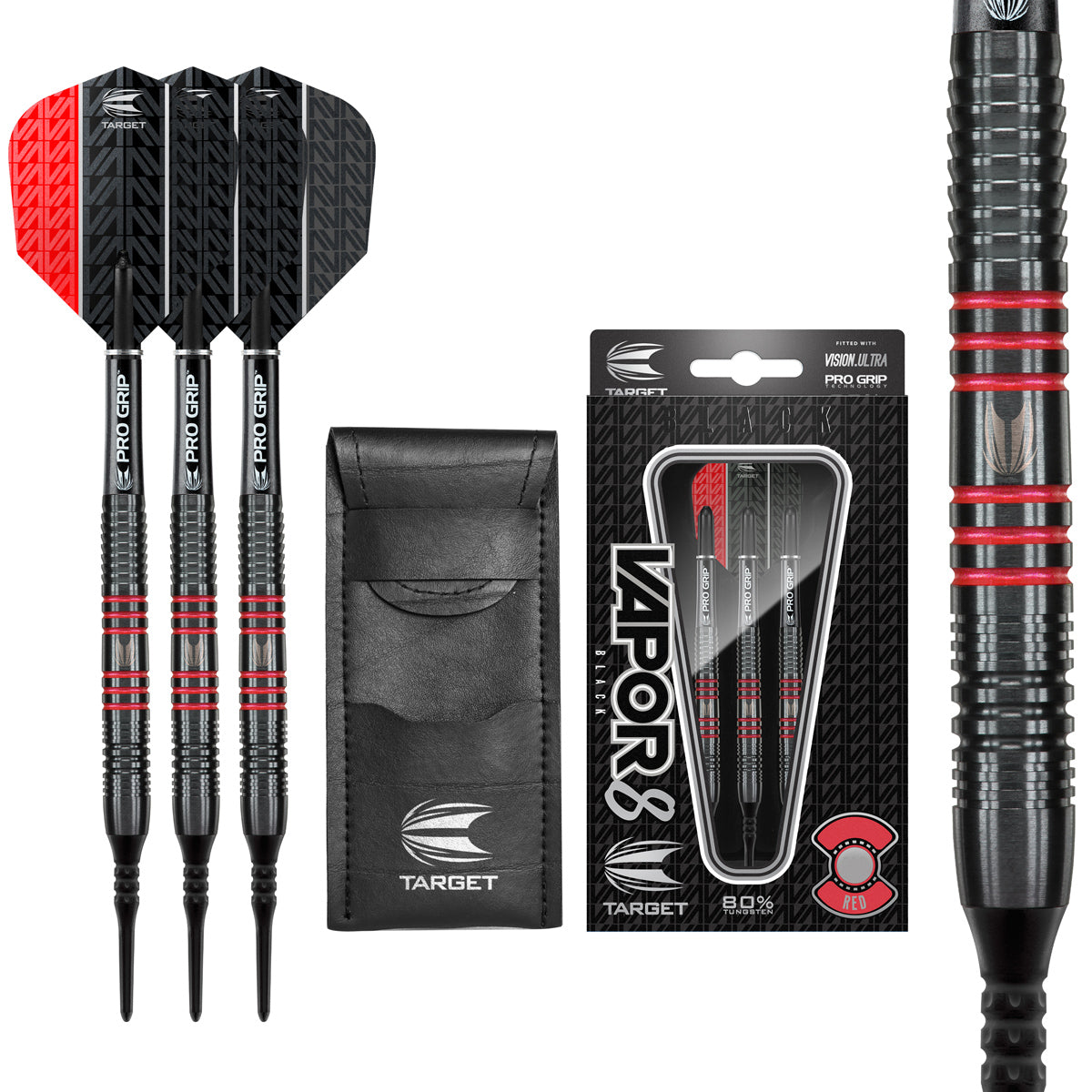Vapor 8 Black with Red Rings Soft Tip Darts by Target - Vapor8