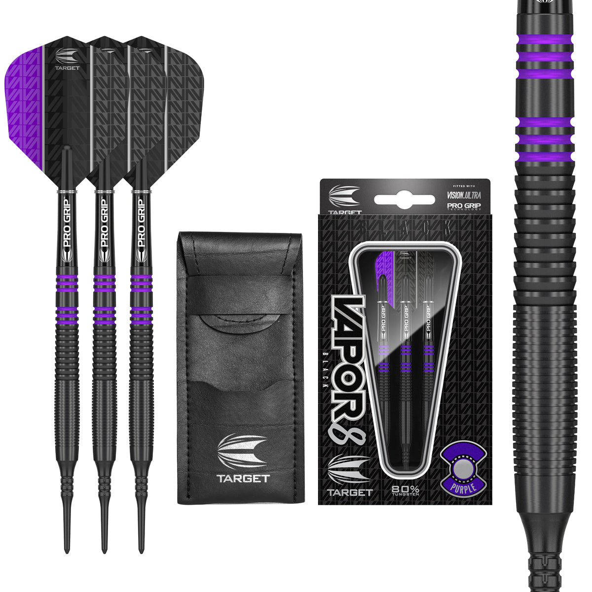 Vapor 8 Black with Purple Rings Soft Tip Darts by Target - Vapor8