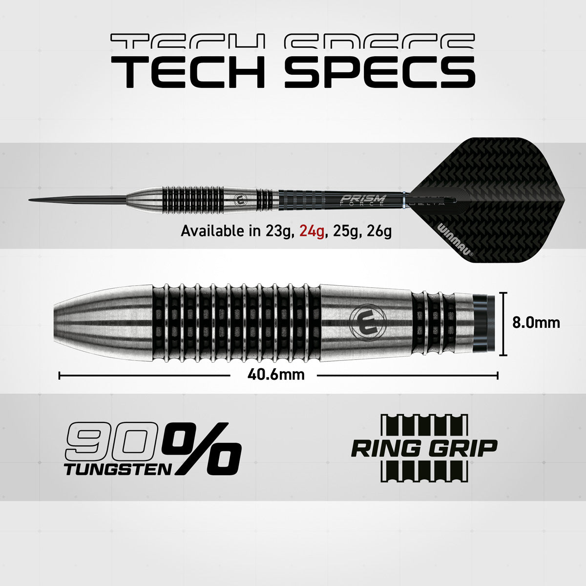 Winmau Blackout 90% Tungsten Steel Tip Darts - Bomb Barrel