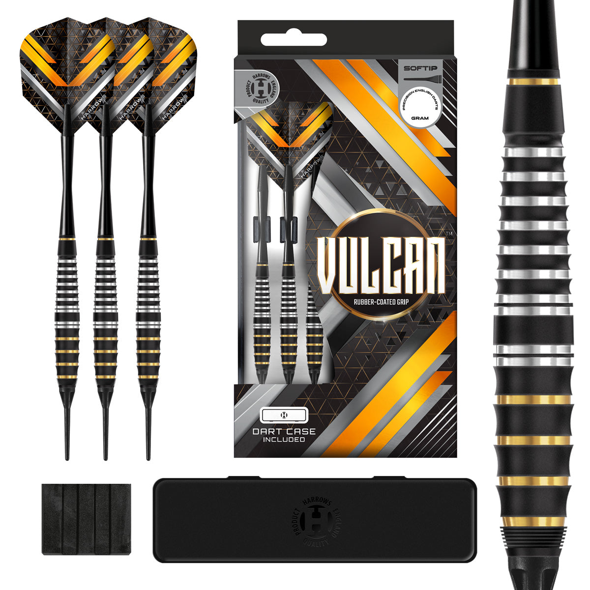 Harrows Vulcan Brass Rubber-Coated Soft Tip Darts