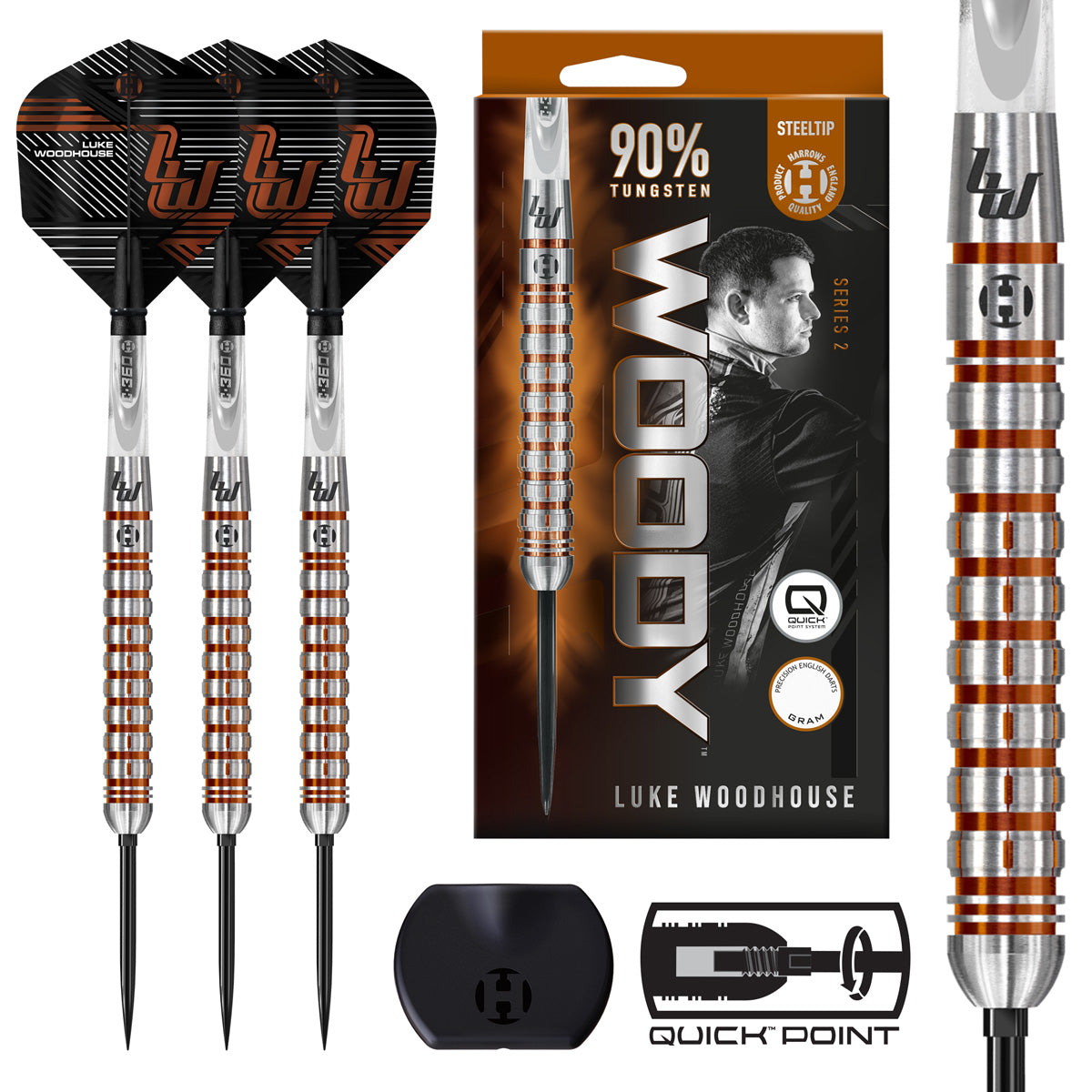 Harrows Luke Woodhouse Series 2 90% Tungsten QP Steel Tip Darts
