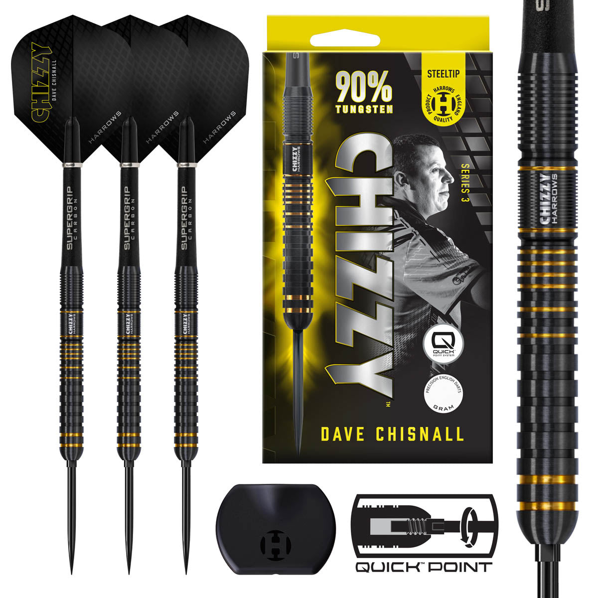 Harrows Dave Chisnall Chizzy Series 3 90% Tungsten QP Steel Tip Darts
