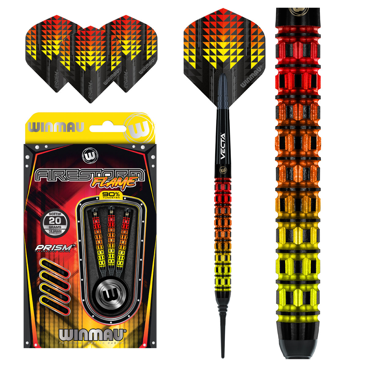 Firestorm Flame Parallel 90% Tungsten Soft Tip Darts by Winmau