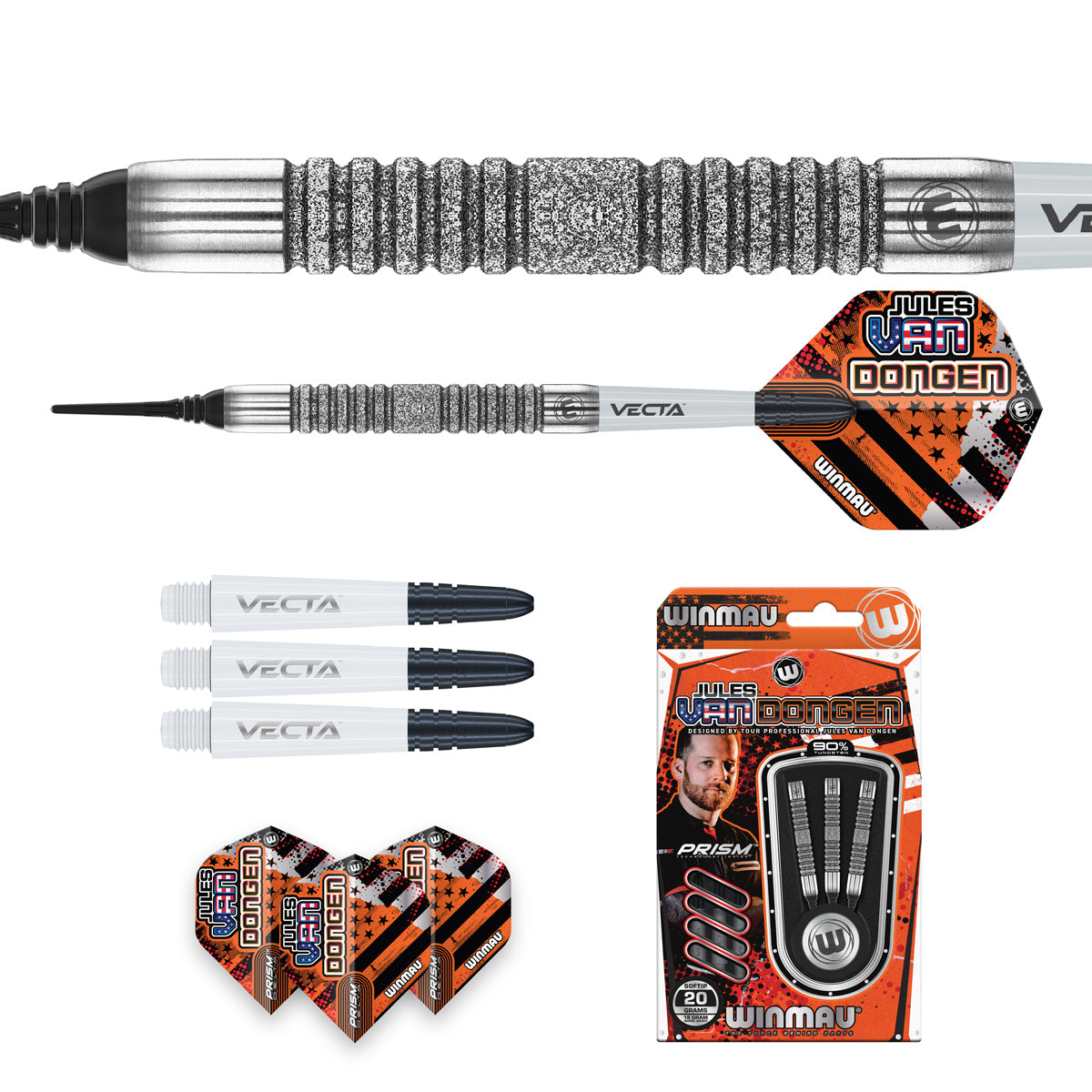 Jules van Dongen 90% Tungsten Soft Tip Darts by Winmau