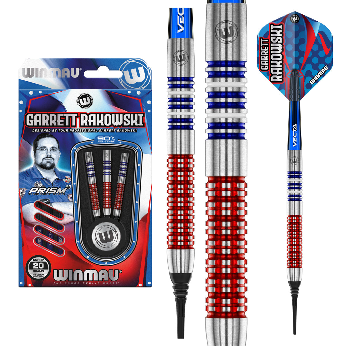 Garrett Rakowski 90% Tungsten Soft Tip Darts by Winmau