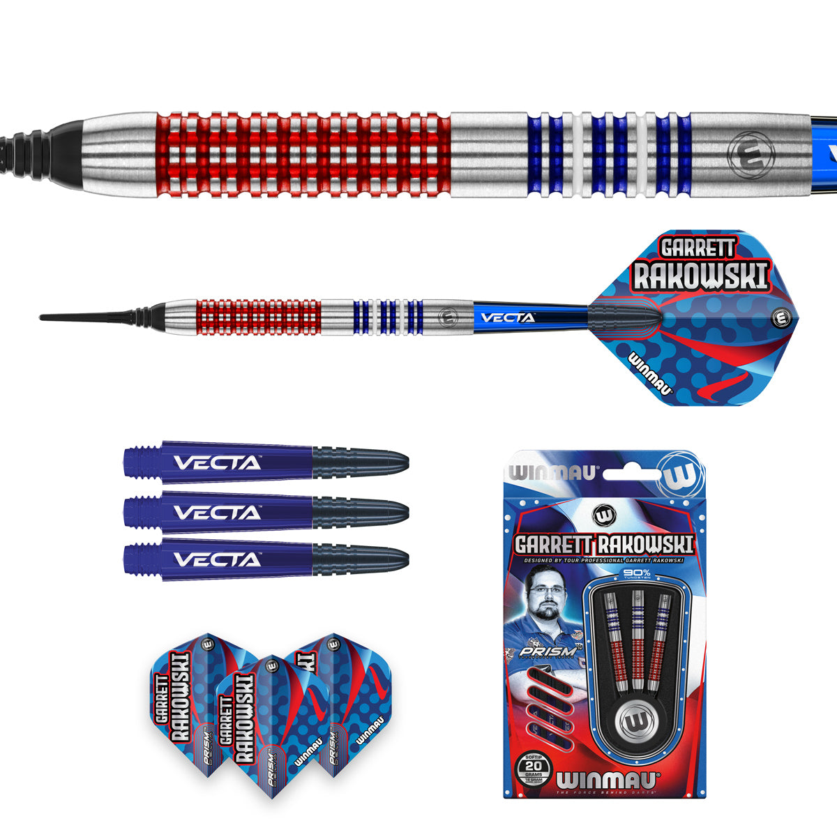Garrett Rakowski 90% Tungsten Soft Tip Darts by Winmau