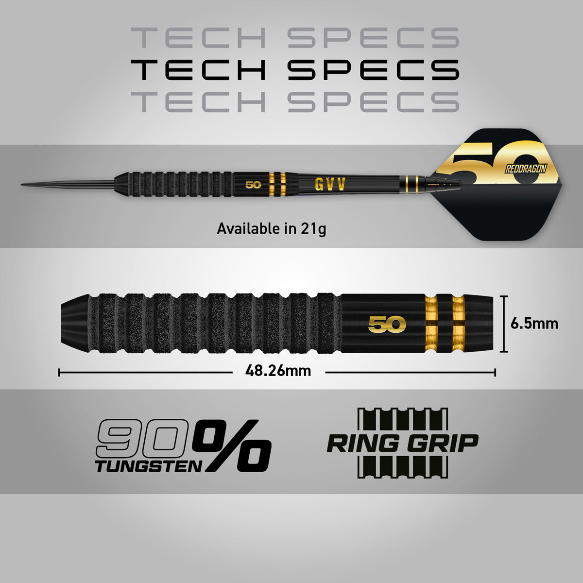 Red Dragon Gian van Veen 50 Years Limited Edition 90% Tungsten Steel Tip Darts