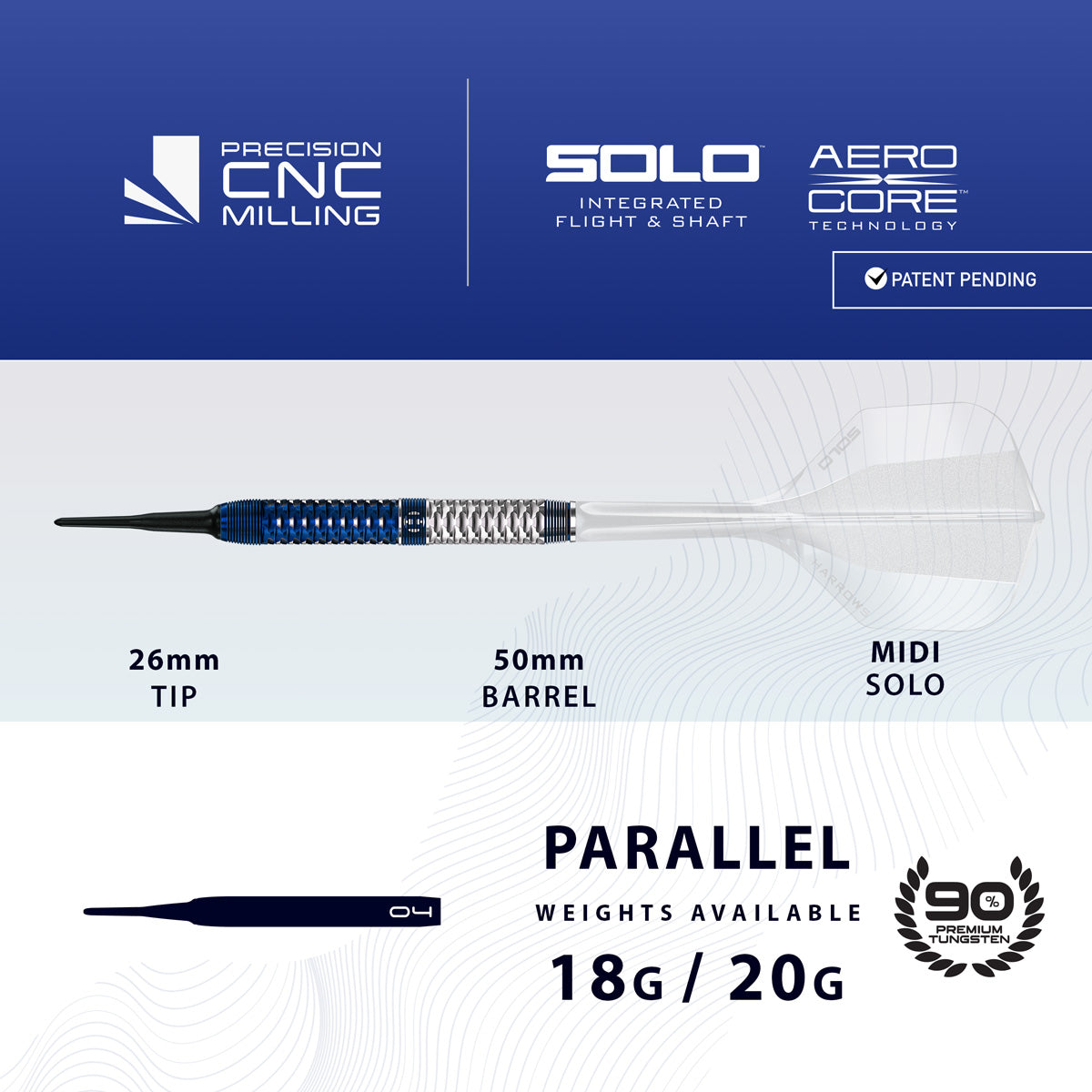 Harrows Geo Parallel 90% Tungsten Soft Tip Darts