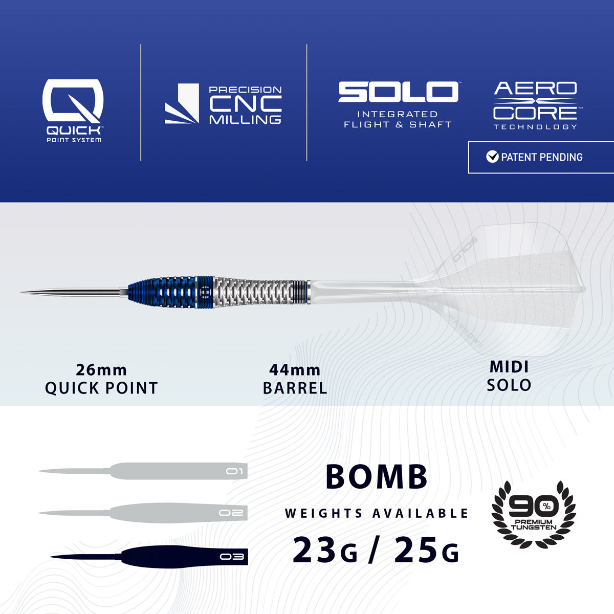 Harrows Geo Bomb 90% Tungsten QP Steel Tip Darts