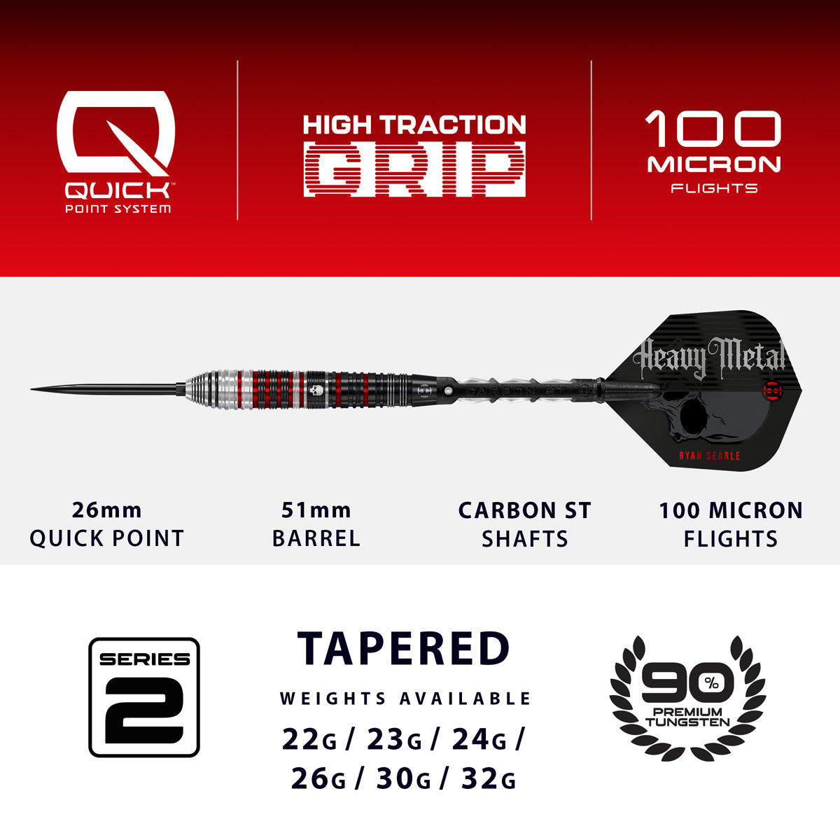 Harrows Ryan Searle Series 2 90% Tungsten QP Steel Tip Darts
