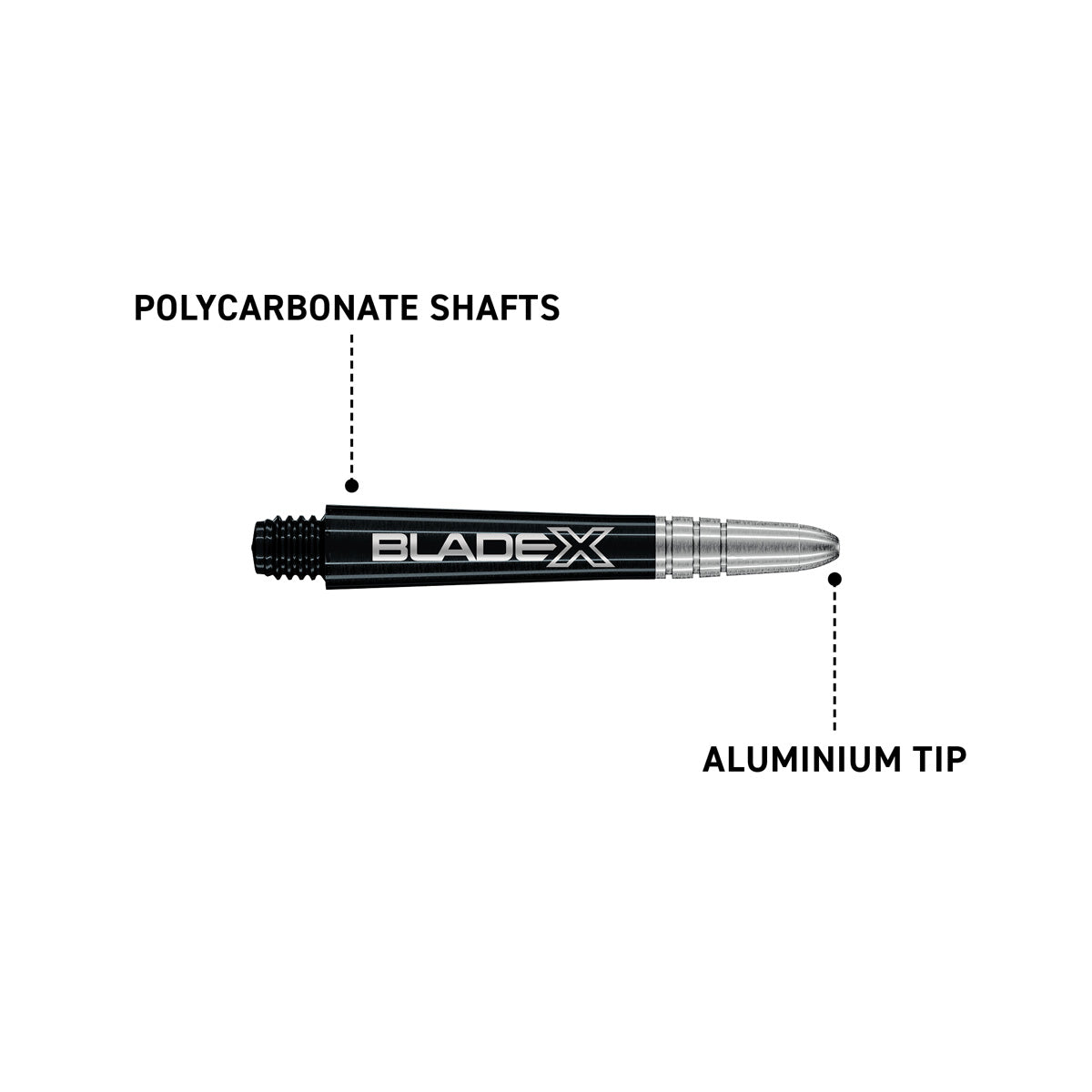 Winmau Vecta Blade X Black & Silver Dart Stems / Shafts