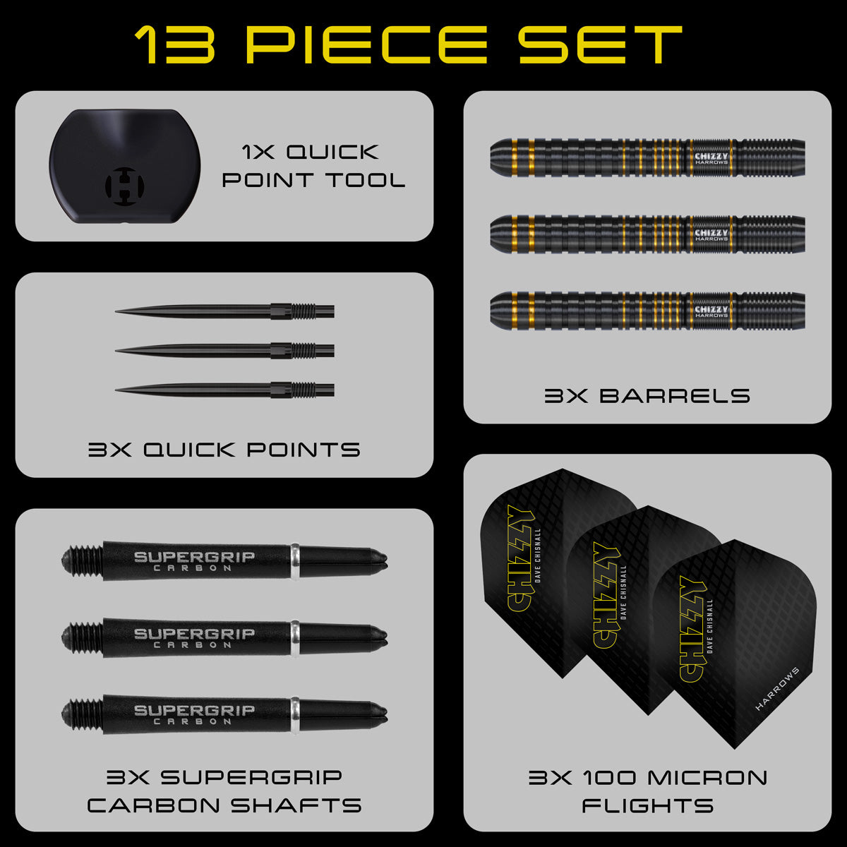 Harrows Dave Chisnall Chizzy Series 3 90% Tungsten QP Steel Tip Darts