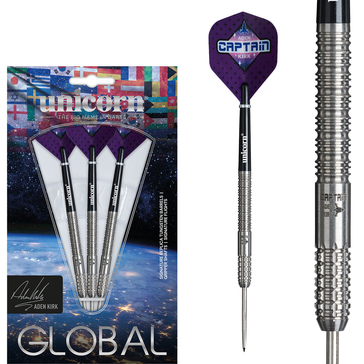Unicorn Aden Kirk 90% Tungsten Steel Tip Darts