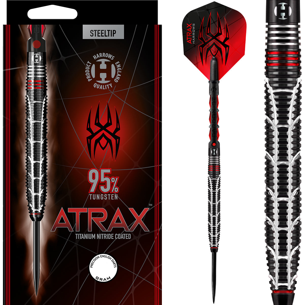 Fléchettes Harrows Atlantis 95% Tungstène - 22g 24g 26g - Tiges Carbone Et Ailettes Anniversaire