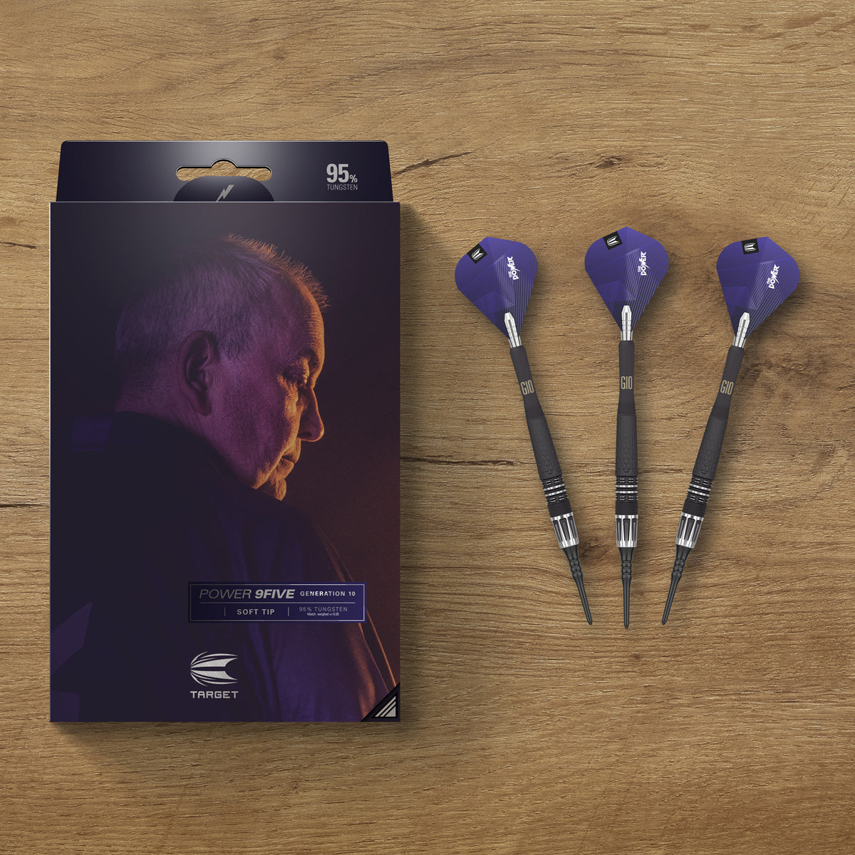 Phil Taylor Power 9five G10 95% Tungsten Soft Tip Darts by Target