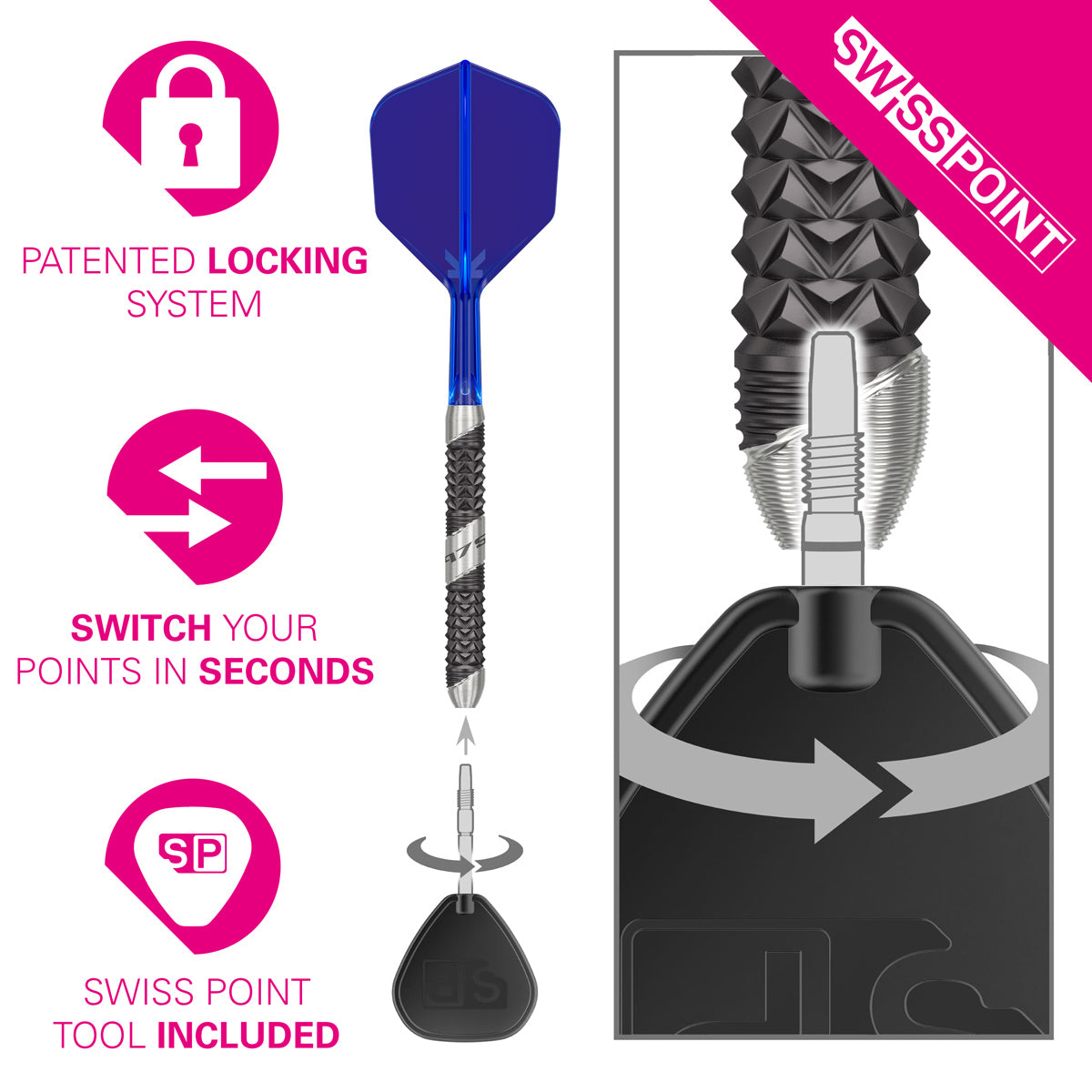 975 Ultra Marine 01 97.5% Tungsten Swiss Point Steel Tip Darts by Target