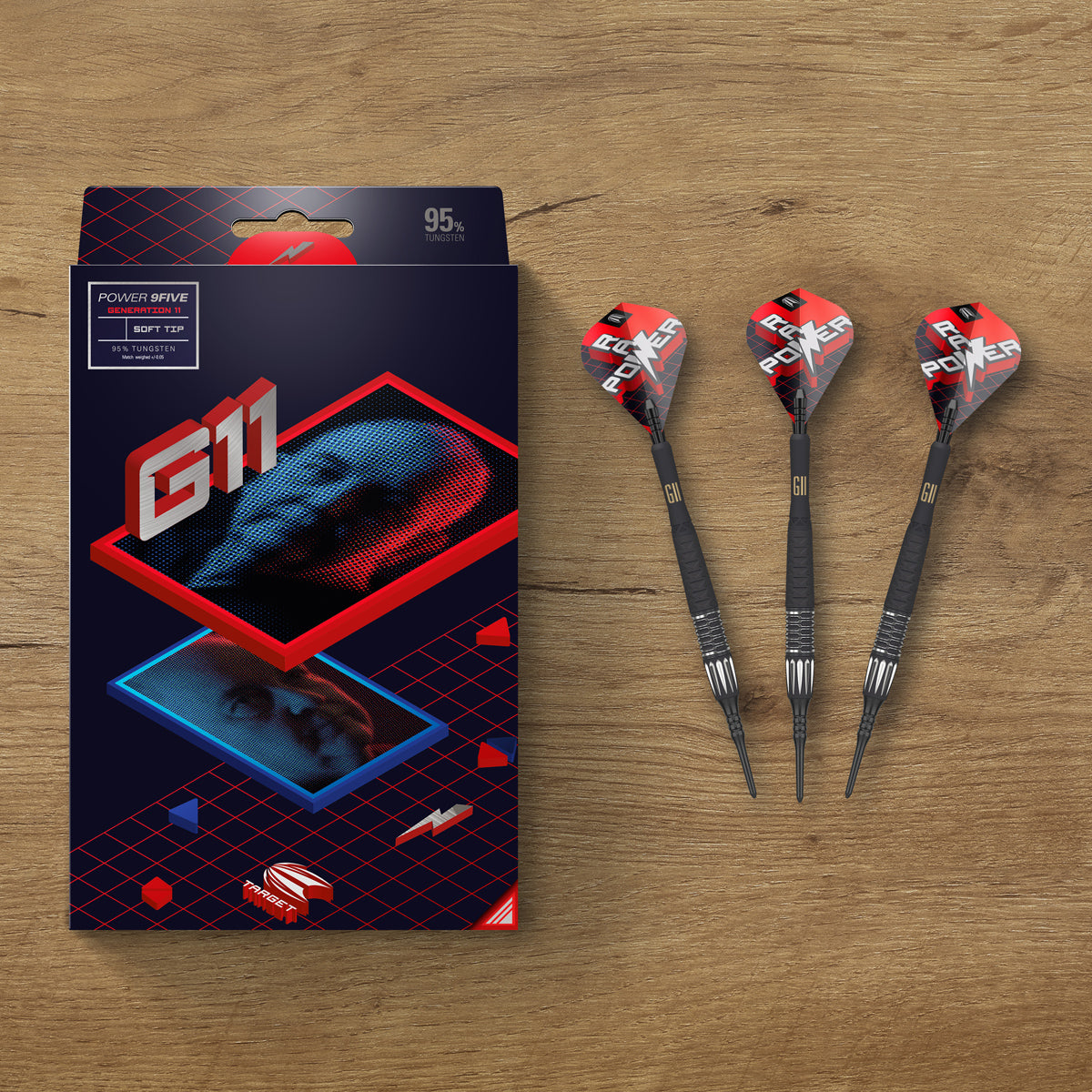 Phil Taylor Raw Power G11 95% Tungsten Soft Tip Darts by Target