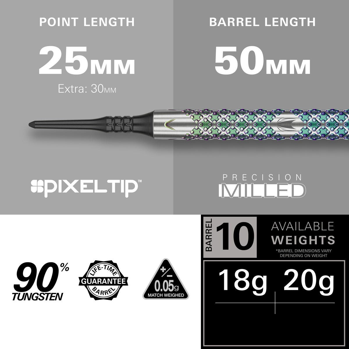 Rove 10 90% Tungsten Soft Tip Darts by Target