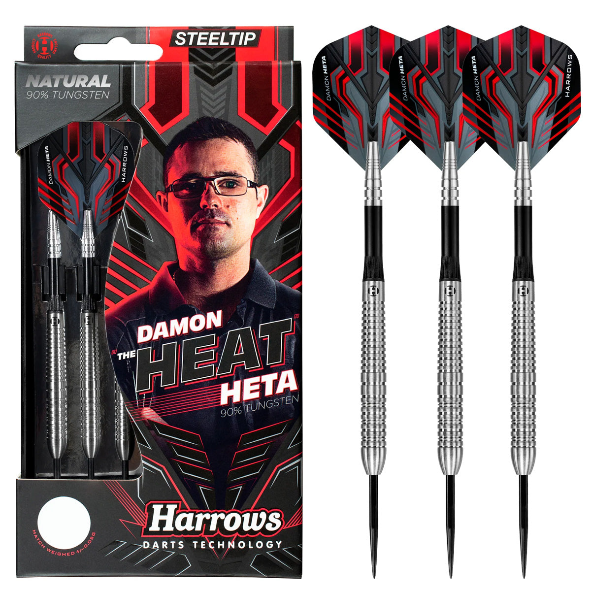 Damon Heta Natural Silver 90% Tungsten Steel Tip Darts by Harrows