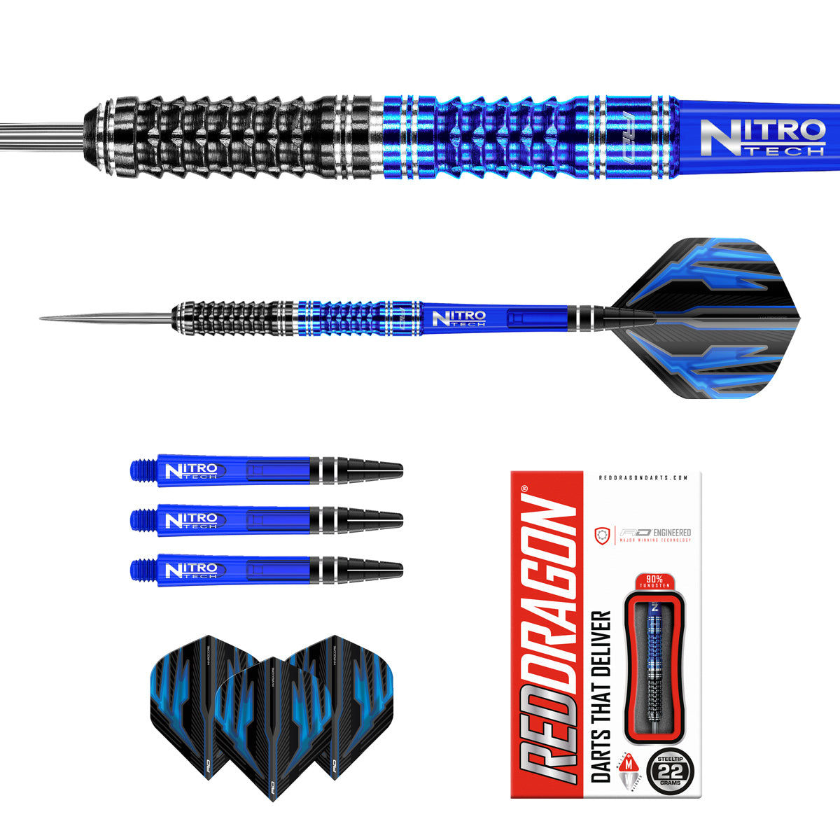 Delta 1 90% Tungsten Steel Tip Darts by Red Dragon
