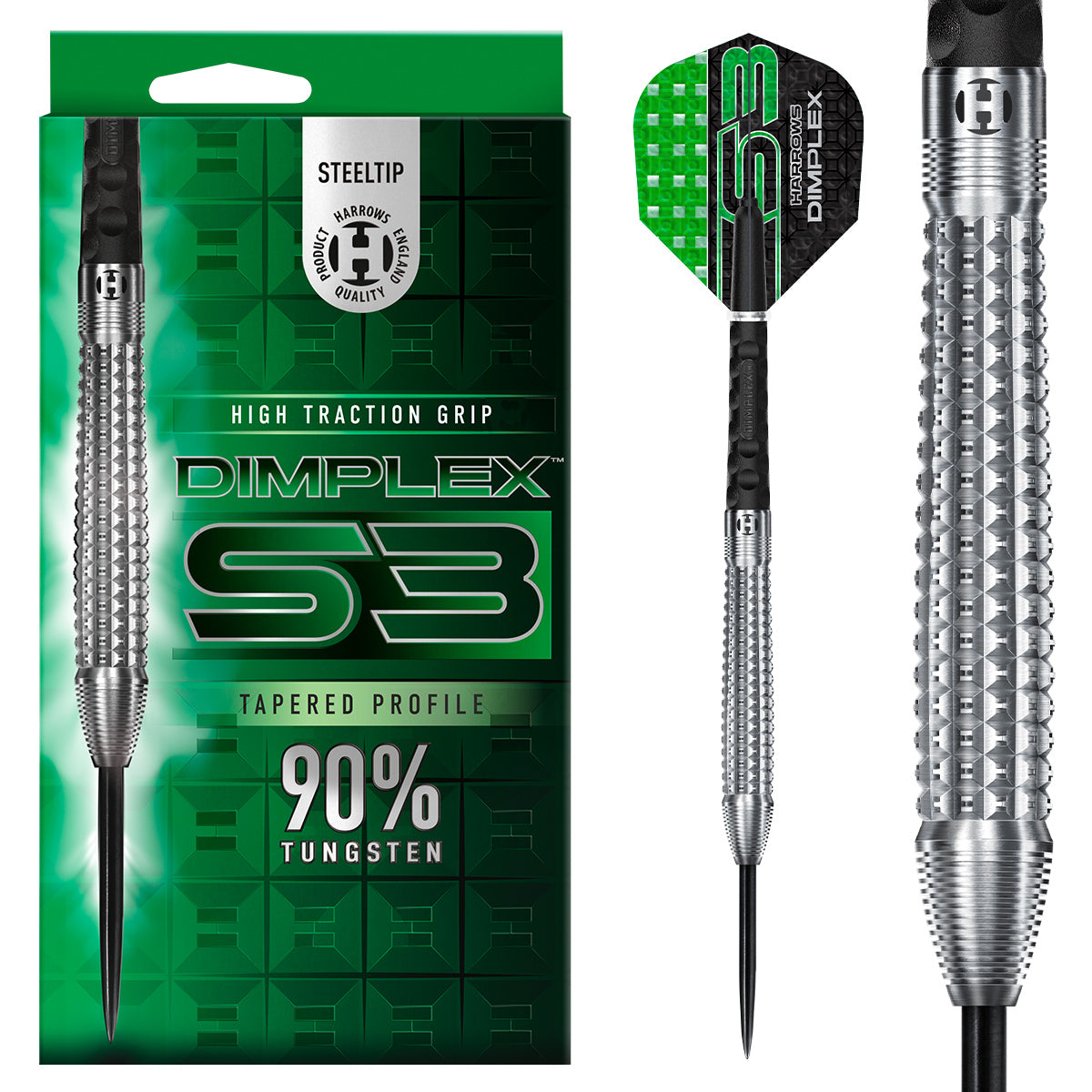 Dimplex S3 Tapered 90% Tungsten Steel Tip Darts by Harrows