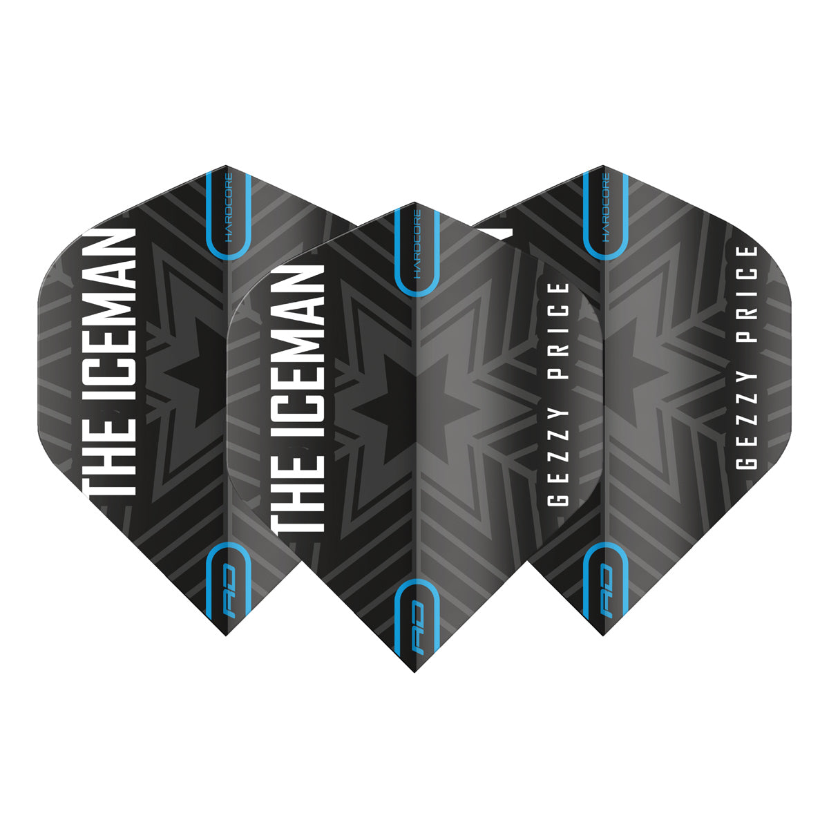 Hardcore Gerwyn Price Black & Grey Snowflake Logo Standard Dart Flights by Red Dragon