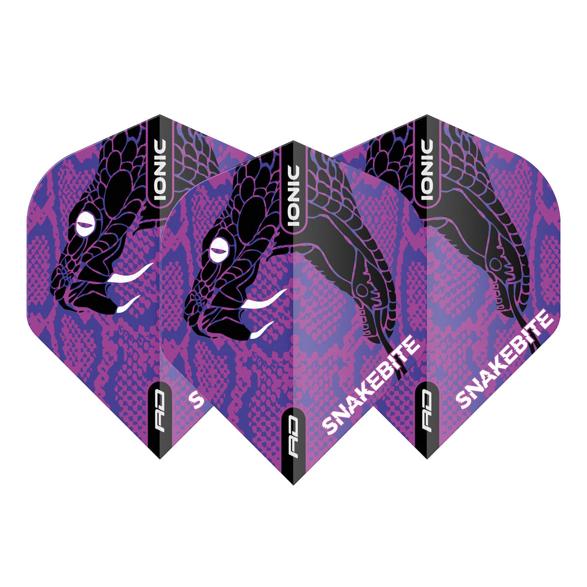 Hardcore Ionic Snakebite Purple Head Standard Dart Flights by Red Dragon