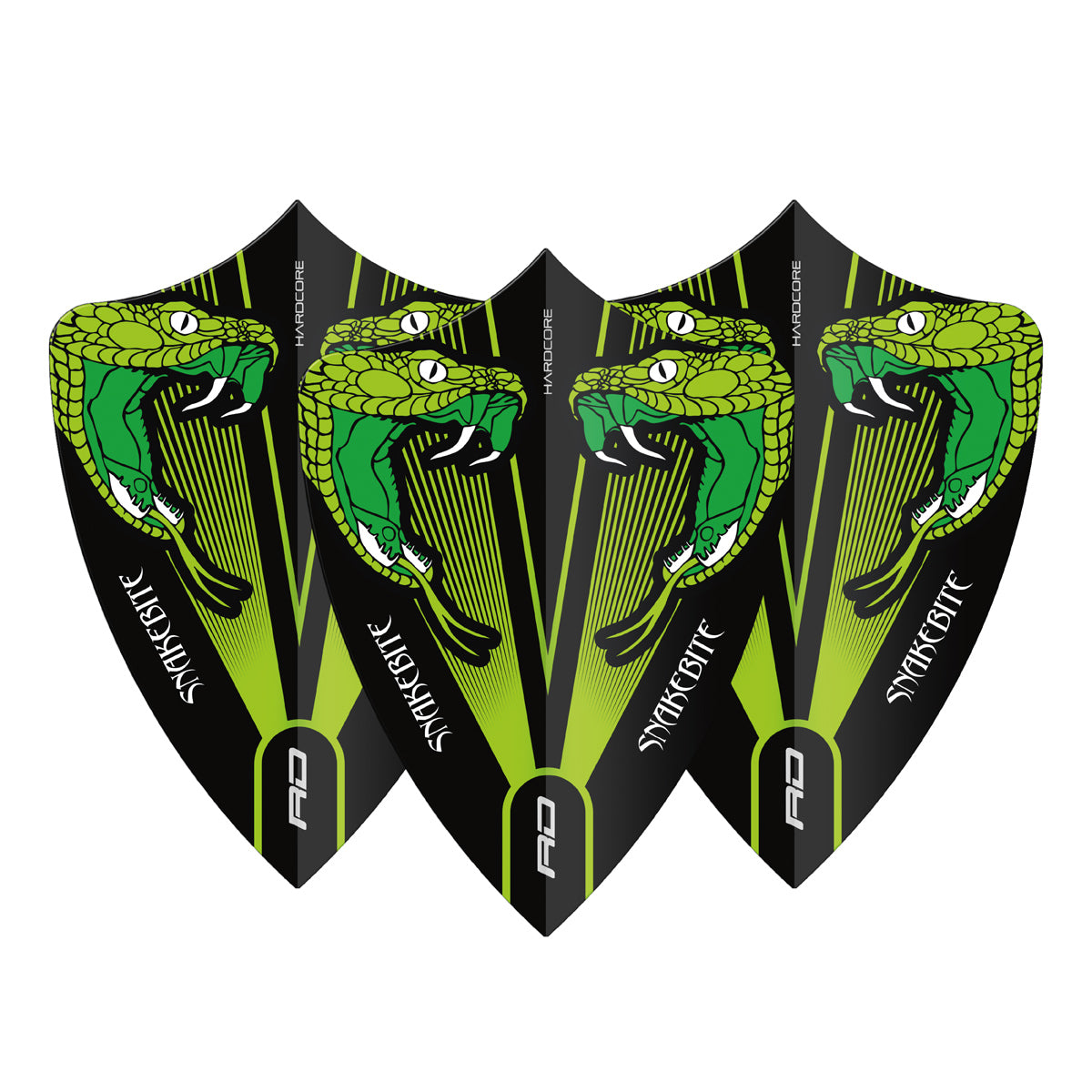 Hardcore Snakebite Green Transparent Freestyle Dart Flights by Red Dragon