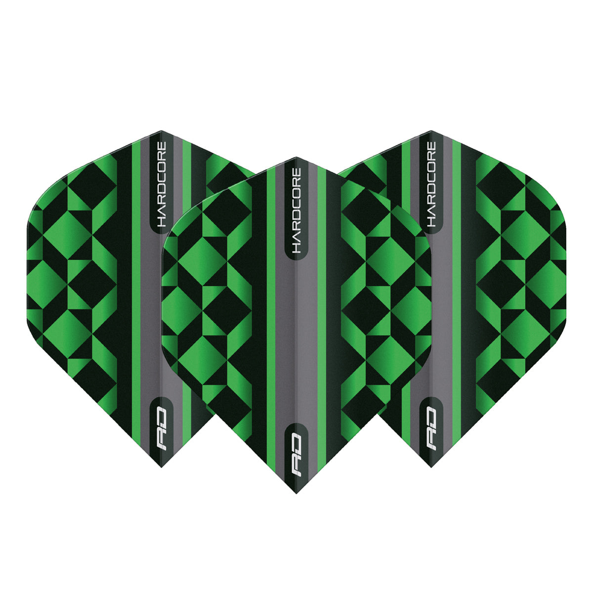 Hardcore Radical Green & Black Geometric Standard Dart Flights by Red Dragon