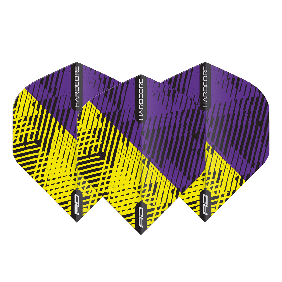 Hardcore Radical Purple & Yellow Fleck Standard Dart Flights by Red Dragon