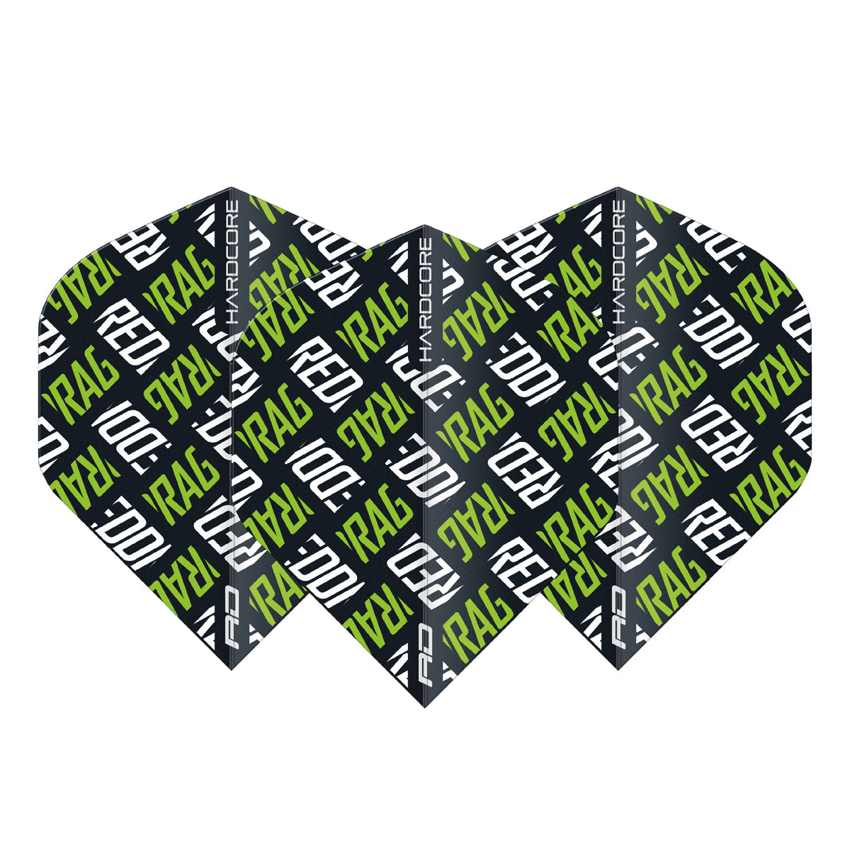 Hardcore XT Green and White Red Dragon Logo Standard Dart Flights by Red Dragon
