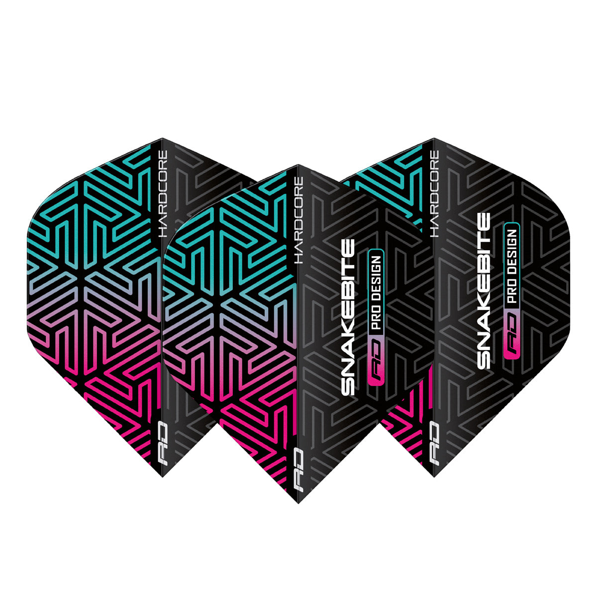 Hardcore Premium Snakebite Black & Rainbow Standard Dart Flights by Red Dragon