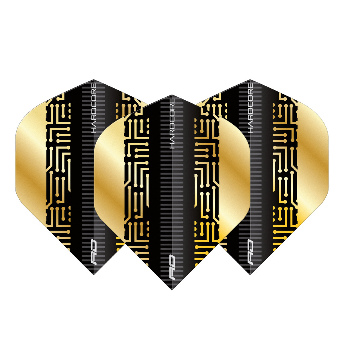 Hardcore Premium Gold & Black Maze Standard Dart Flights by Red Dragon