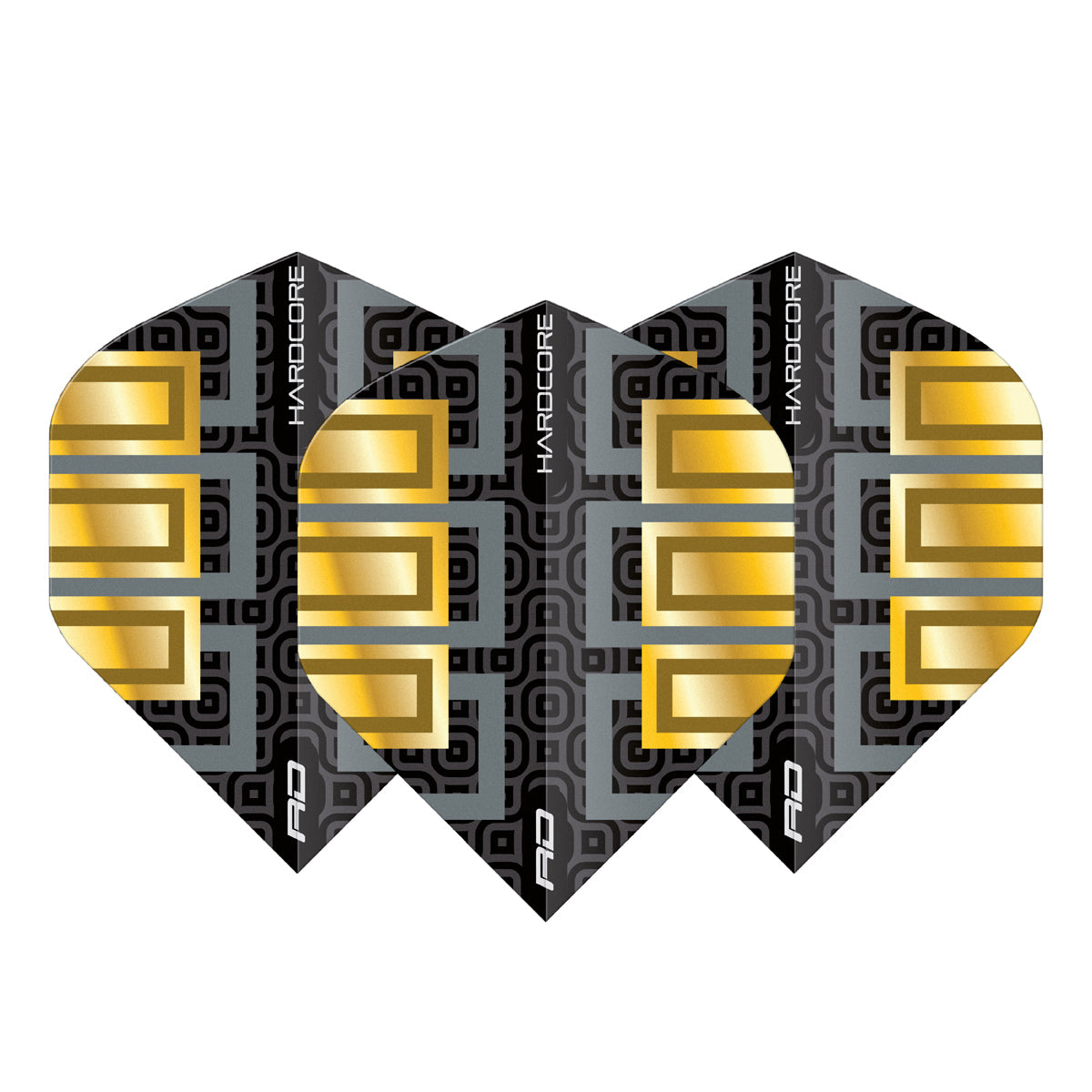 Hardcore Premium Gold & Black Block Standard Dart Flights by Red Dragon