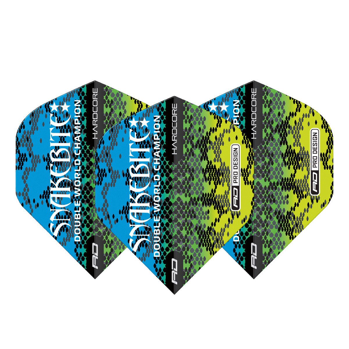 Hardcore Snakebite Multi Snakeskin Blue Standard Dart Flights by Red Dragon