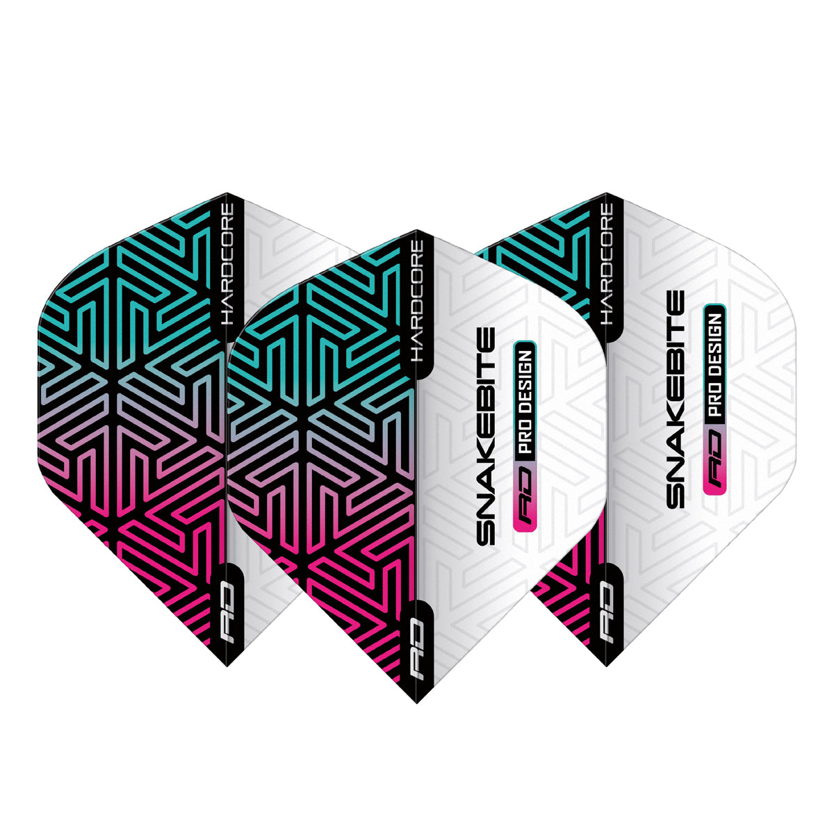 Hardcore Premium Snakebite White & Rainbow Standard Dart Flights by Red Dragon