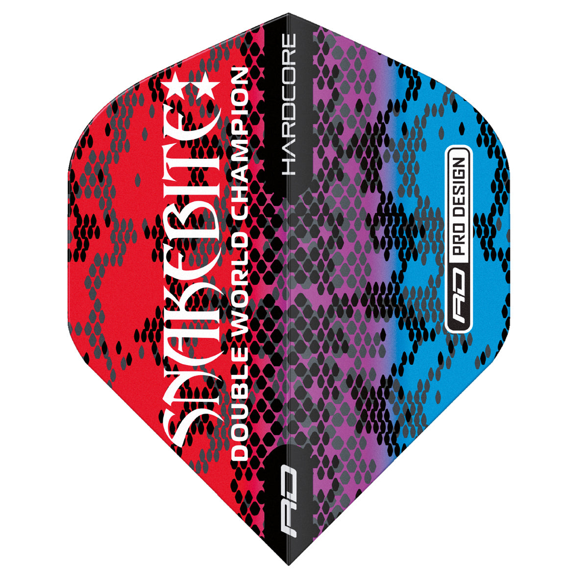 Hardcore Snakebite Multi Snakeskin Red Standard Dart Flights by Red Dragon