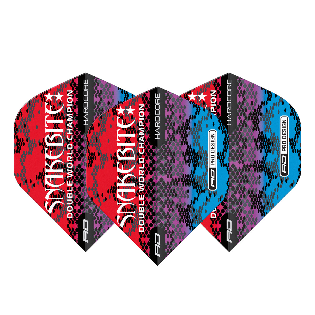 Hardcore Snakebite Multi Snakeskin Red Standard Dart Flights by Red Dragon