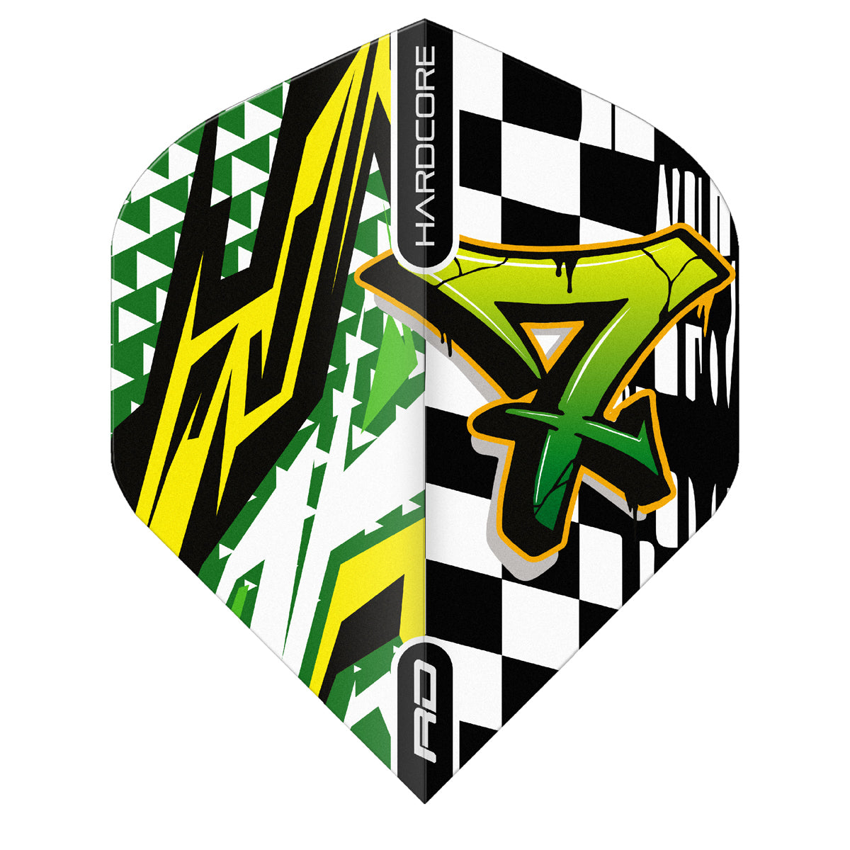 Hardcore XT Black, White & Green Standard Dart Flights by Red Dragon