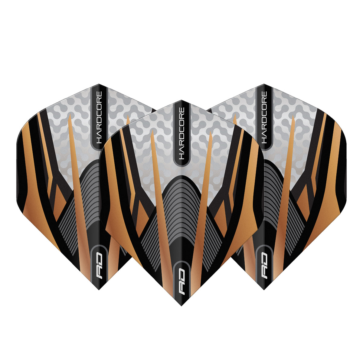 Hardcore Premium Gold, Black & White Standard Dart Flights by Red Dragon