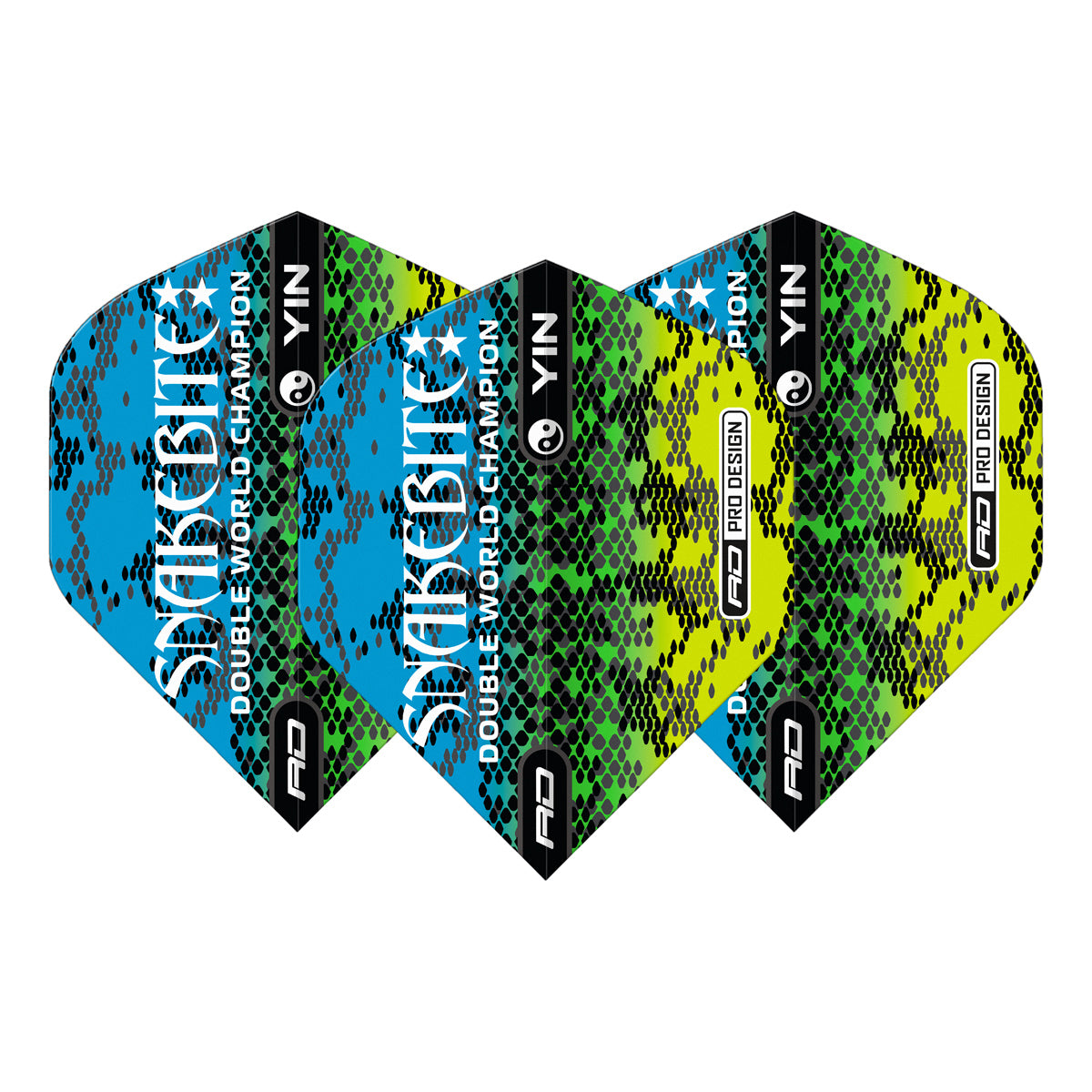 Peter Wright Green, Blue & Red Yin Yang Standard Dart Flights by Red Dragon