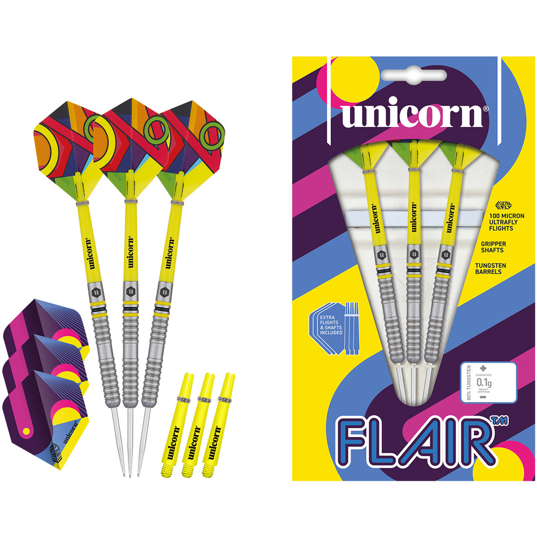 Flair 3 80% Tungsten Steel Tip Darts by Unicorn