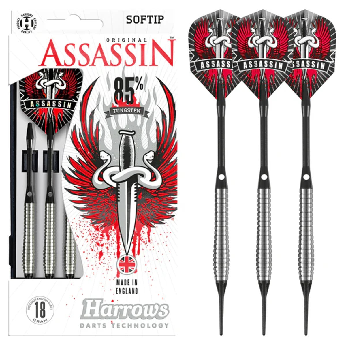 Harrows Assassin 85% Tungsten Ringed Style A Soft Tip Darts