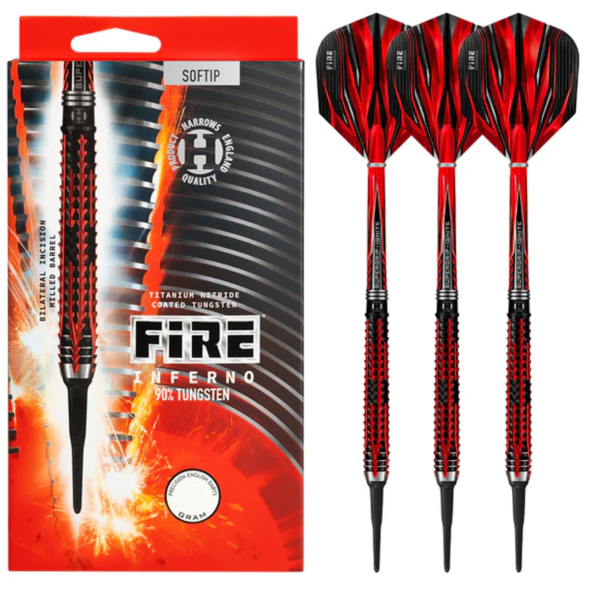 Harrows Fire Inferno 90% Tungsten Soft Tip Darts