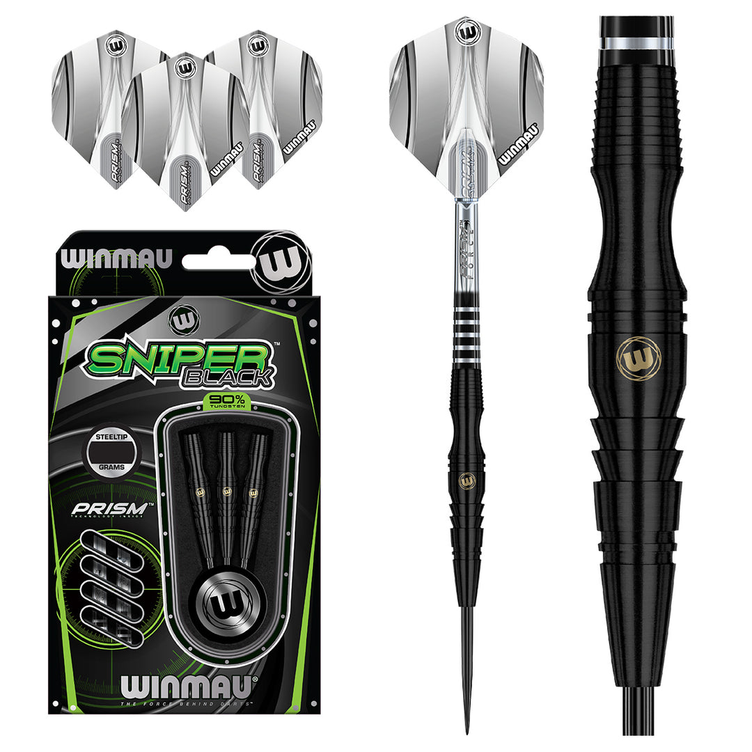 Sniper Black 90% Tungsten Steel Tip Darts by Winmau