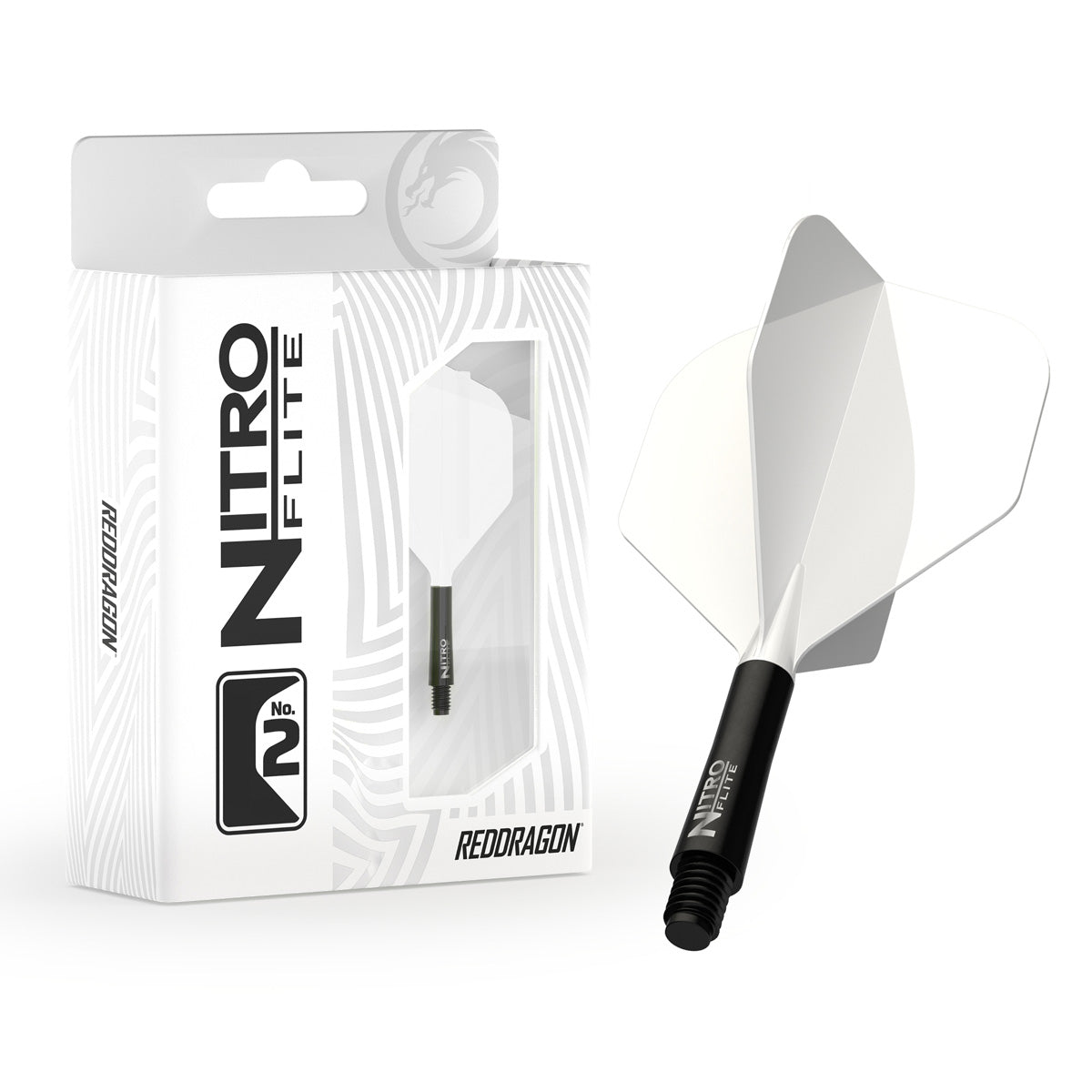 Red Dragon Nitro Flite Integrated Flight & Shaft White & Black