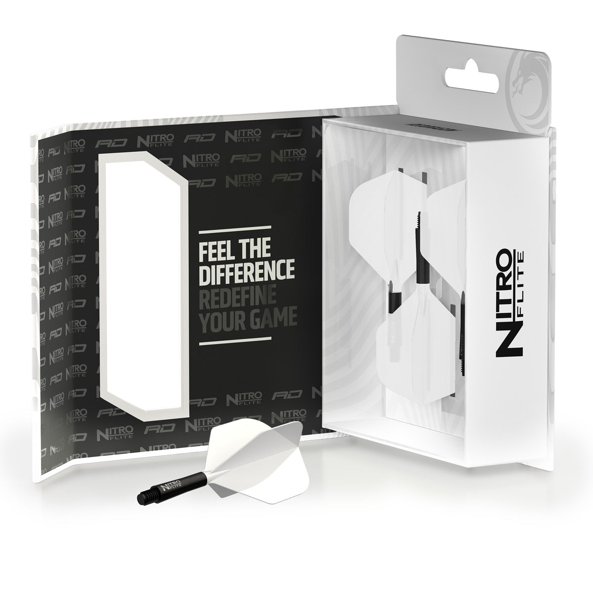 Red Dragon Nitro Flite Integrated Flight & Shaft White & Black