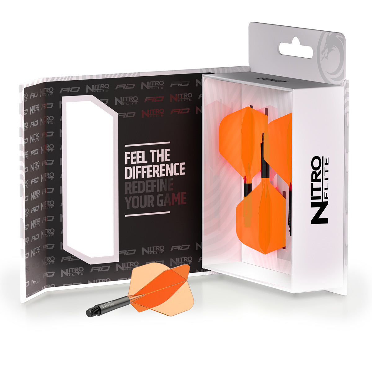 Red Dragon Nitro Flite Integrated Flight & Shaft Orange & Black