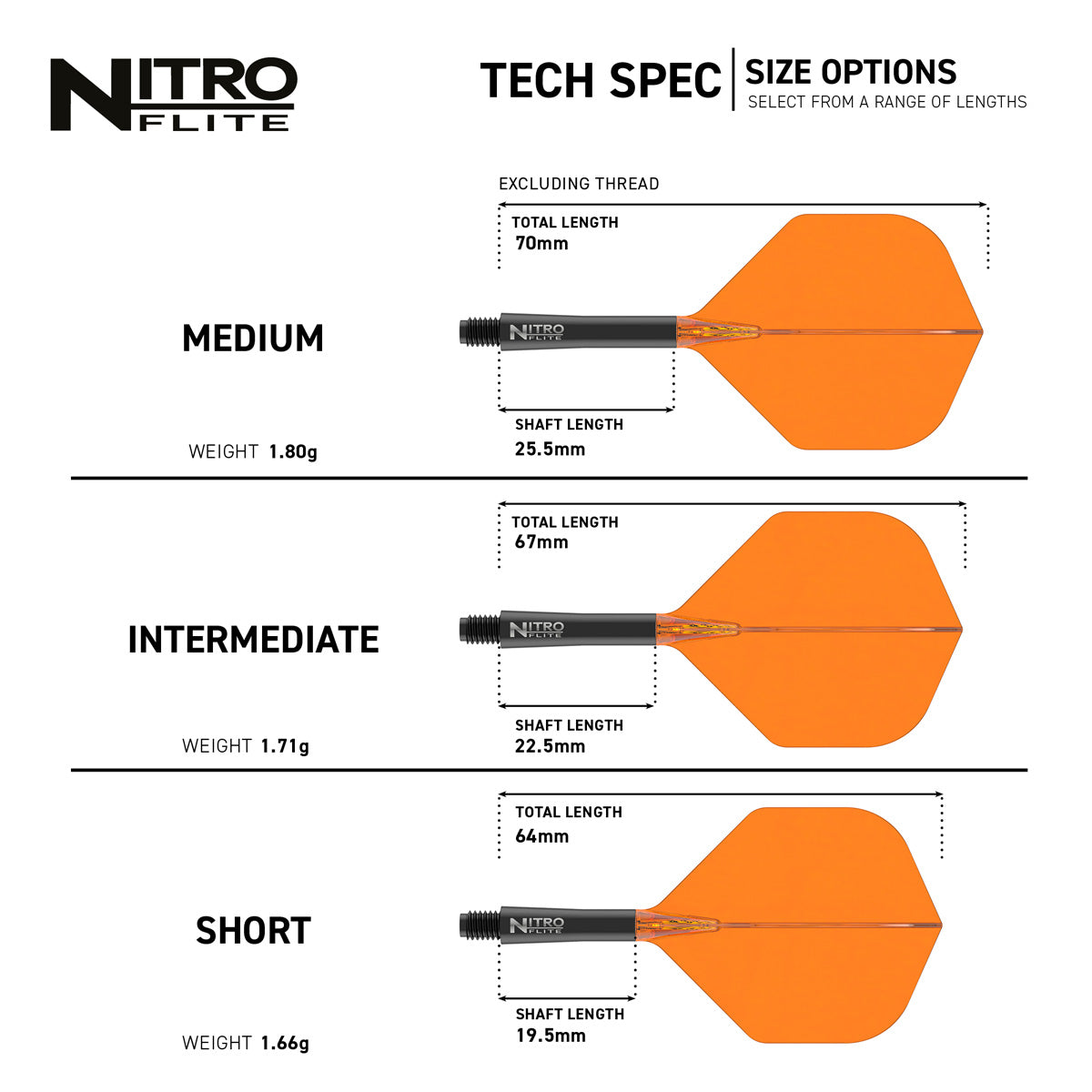 Red Dragon Nitro Flite Integrated Flight & Shaft Orange & Black